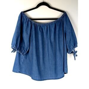 Lane Bryant wmnsTop size18/20 Cotton chambray Bust 54" VGUC length 24"sl ins  6"